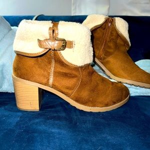 Faux Suede/Sheerling Booties